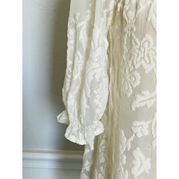 Sundance Ivory Velvet Burnout Sheer Blouse - Picture 3 of 6